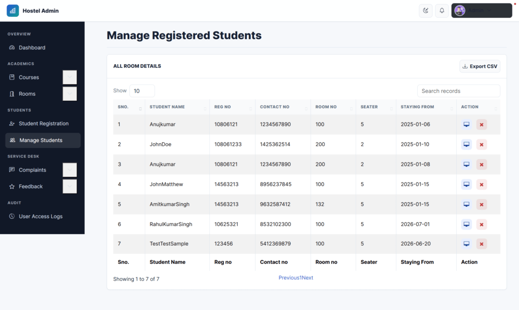 Hostel-MS-PHP-Manage-Students