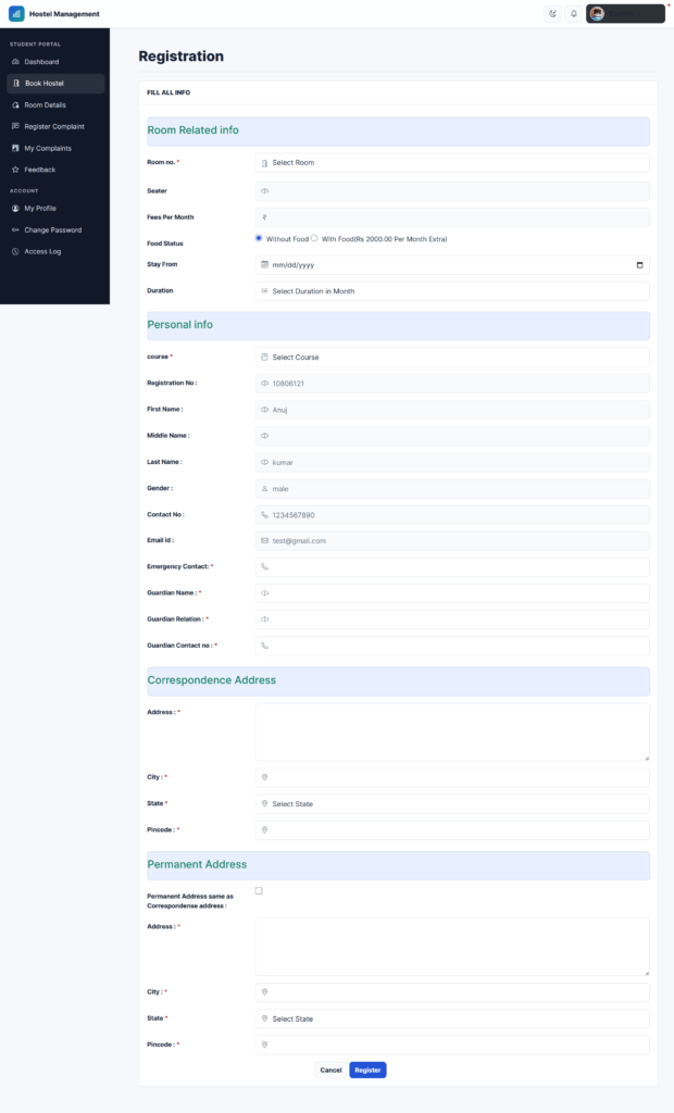 Hostel-MS-PHP-User-Room-Booking