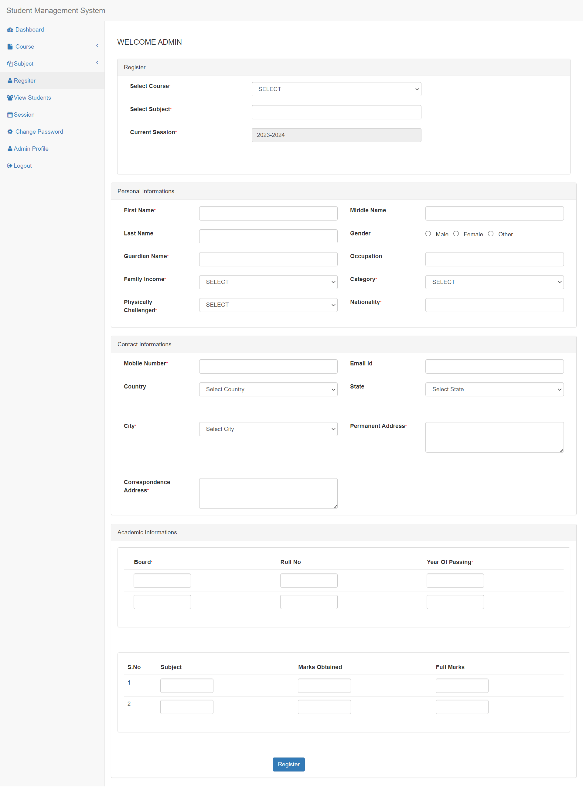 Student Record System Using PHP and MySQL - PHPGurukul