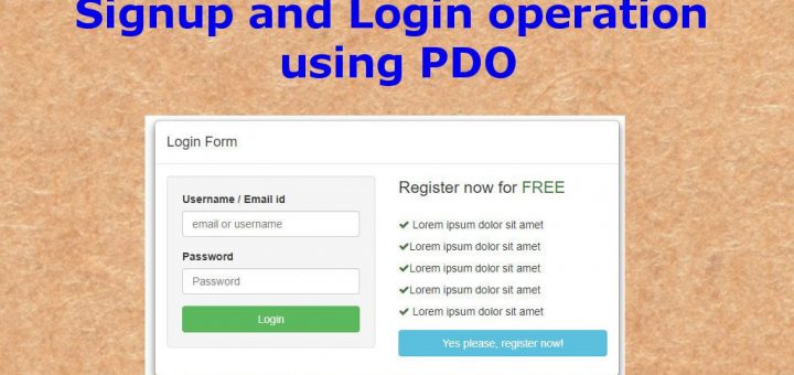 signup and login operation using pdo