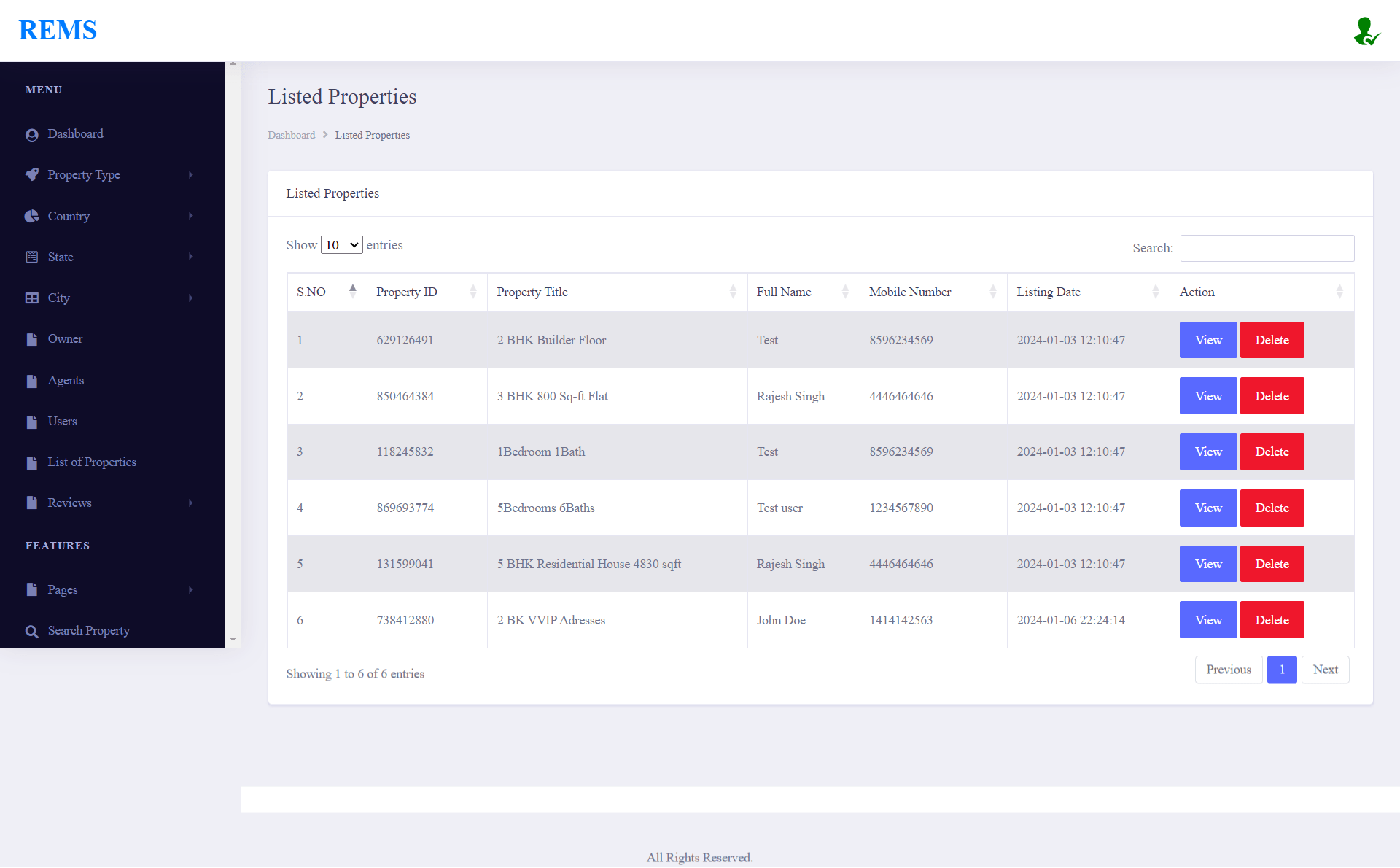 Real Estate Management System Project Using PHP and MySQL