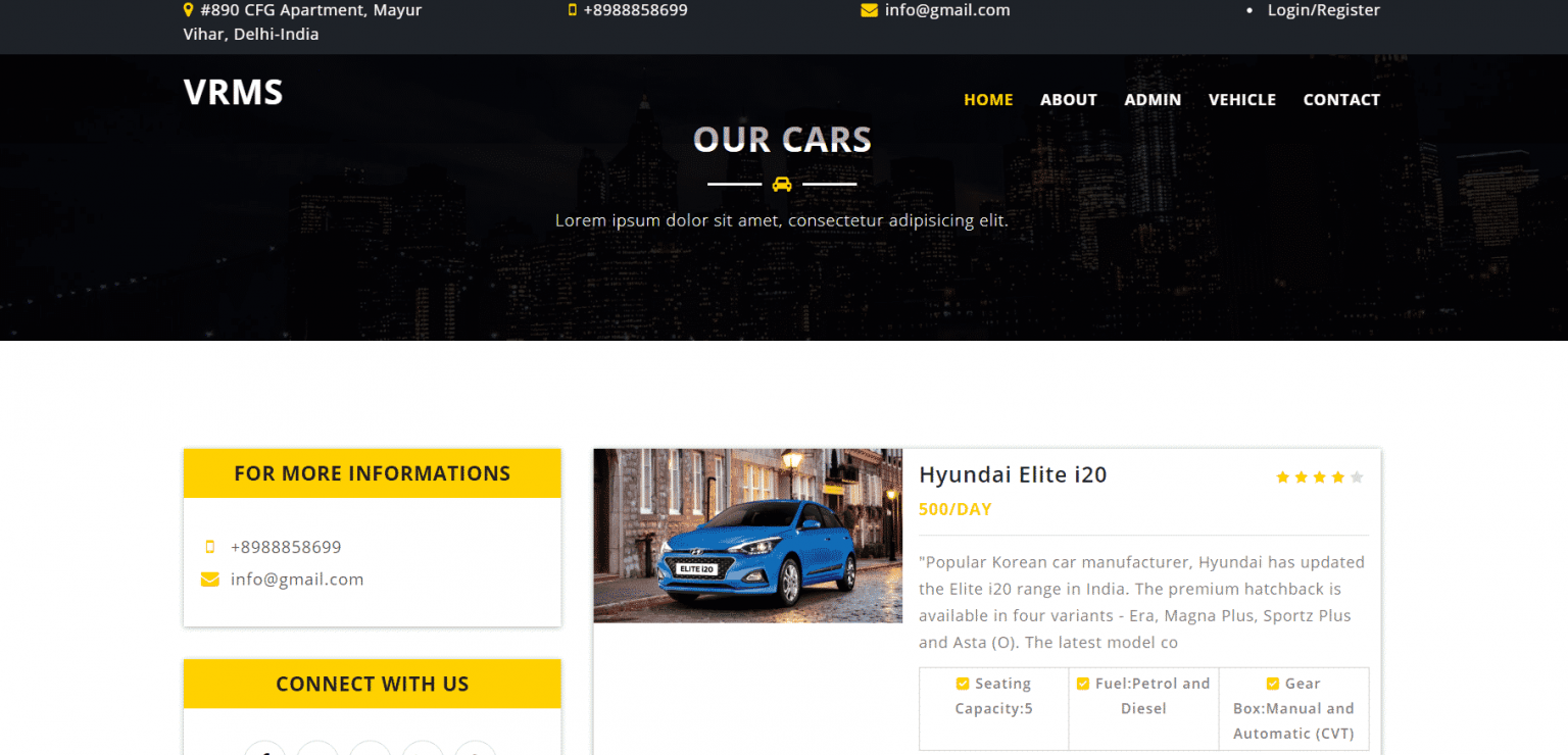 Vehicle Rental Management System Using Php And Mysql Phpgurukul Store
