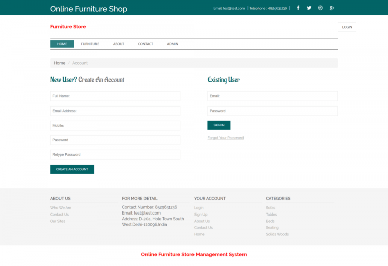 Online Furniture Shop Management System in Php Online Furniture Shop