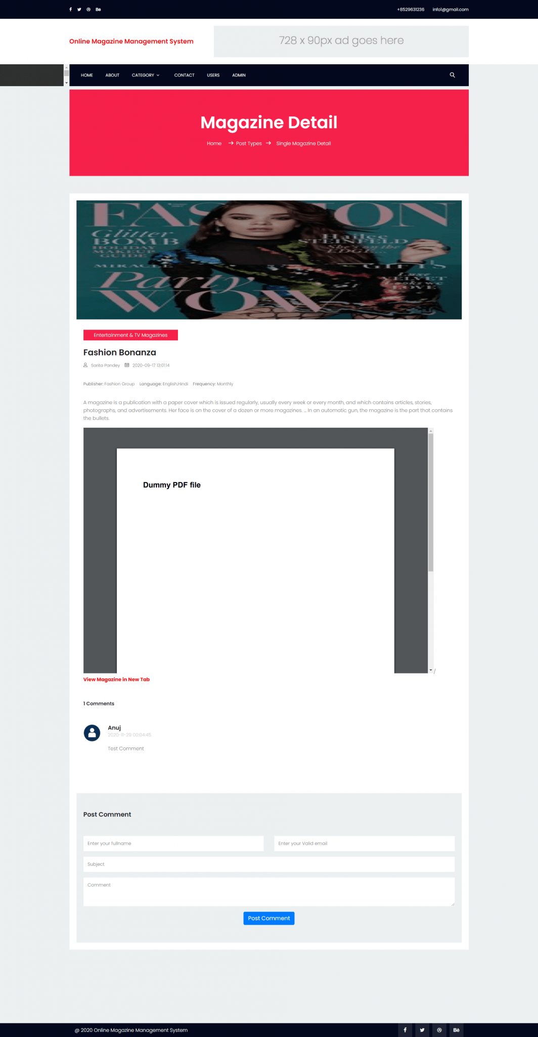 Online Magazine Management System using PHP | Magazine Management ...
