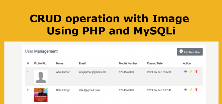 CRUD operation with Image using PHP and MySQLi