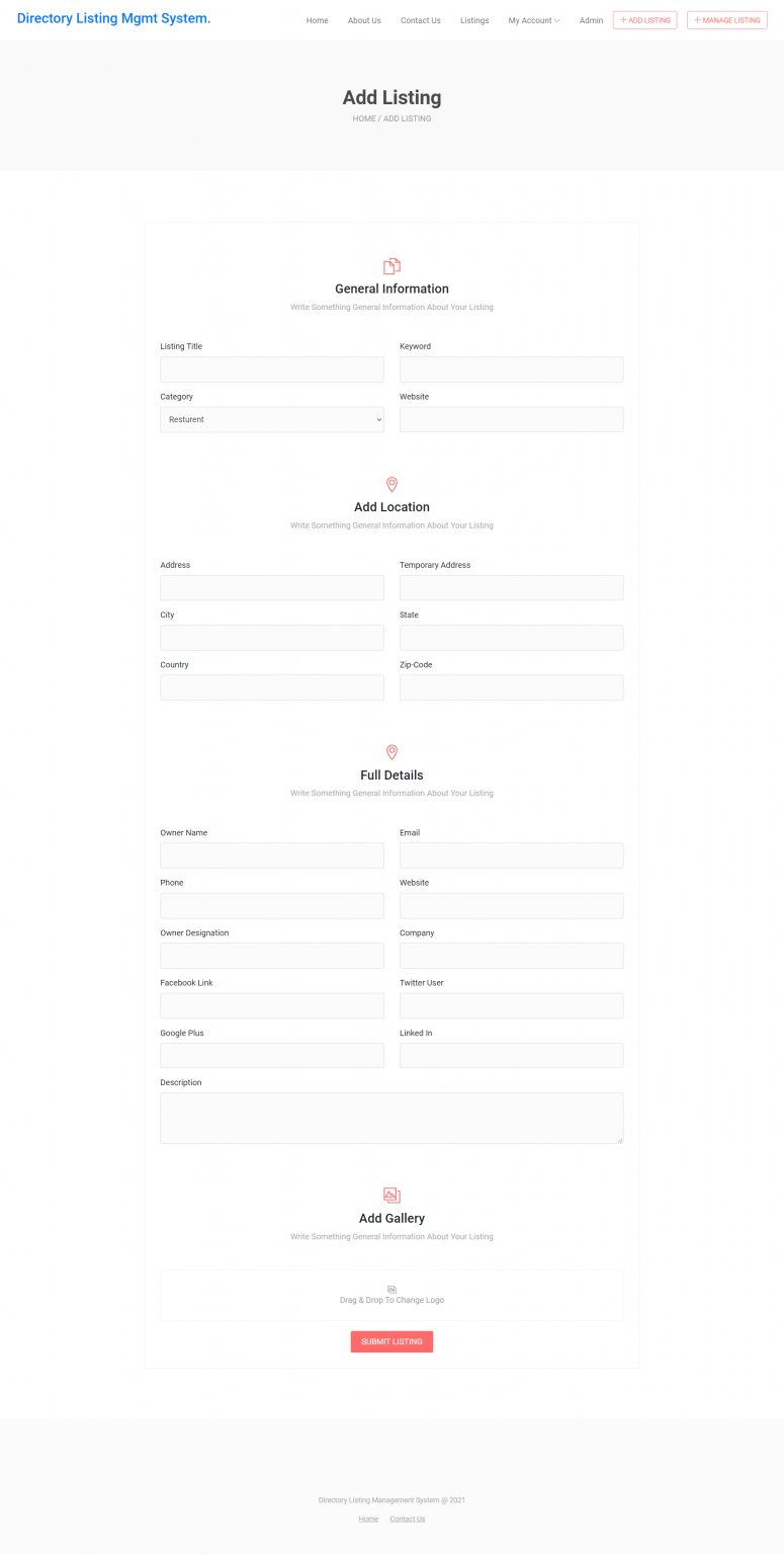 Directory Listing Management System Using PHP | Directory Listing ...