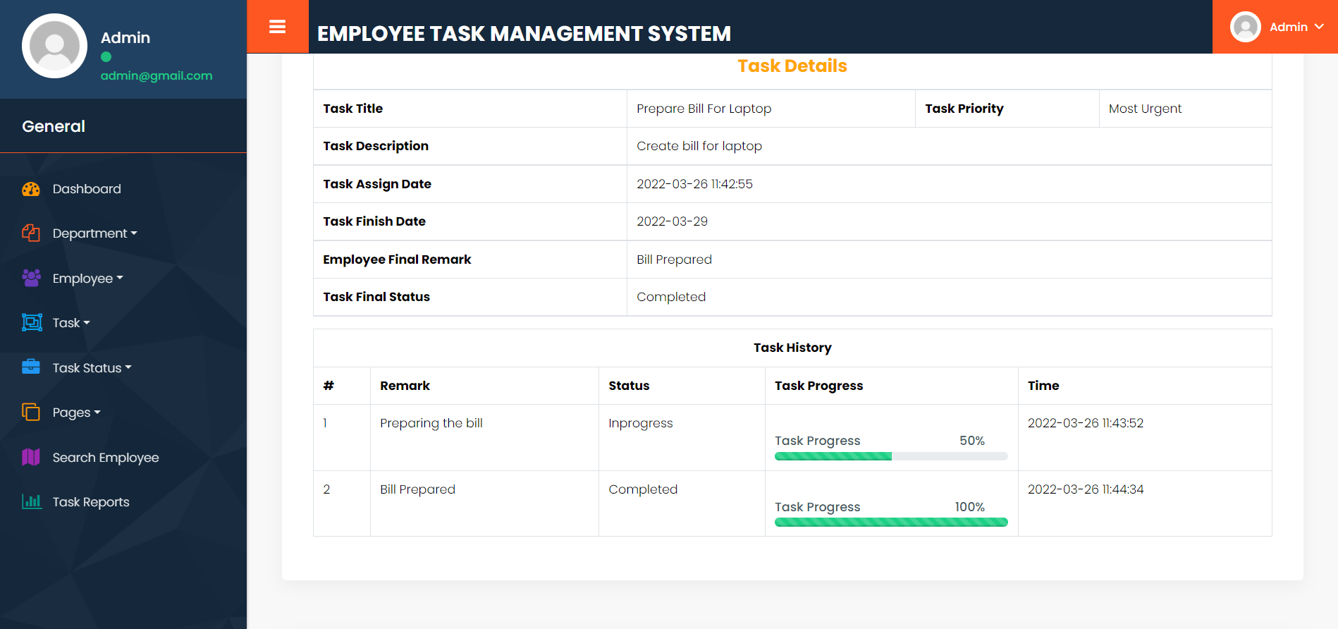 Employee Task Management System In Php Employee Task Management Project 2230