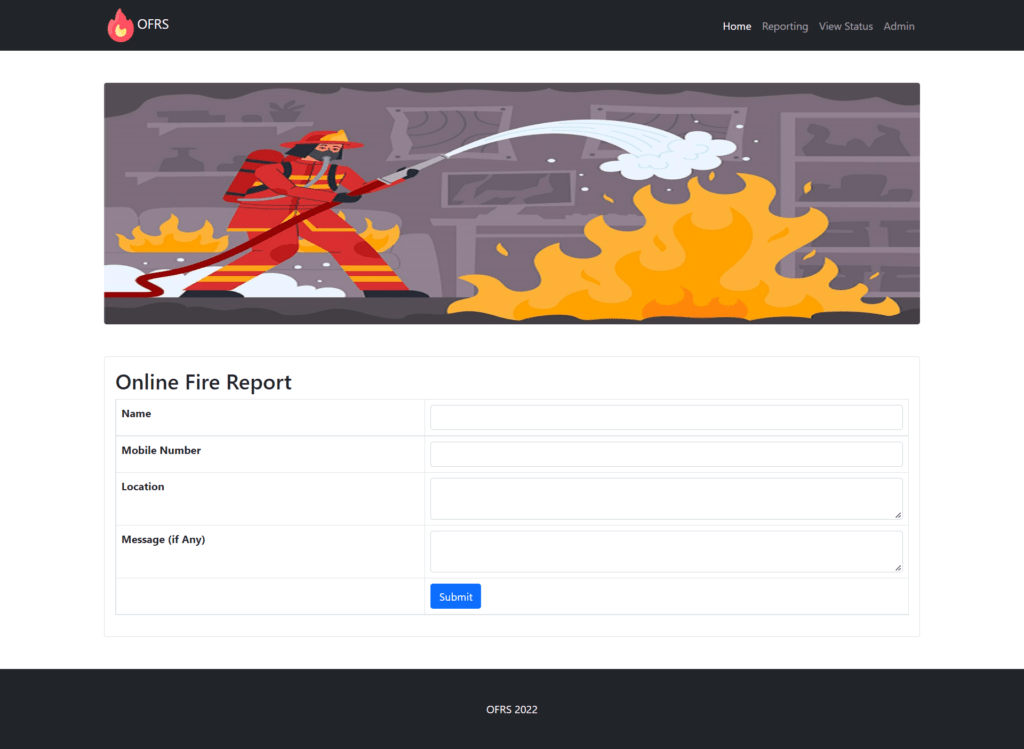 OFRS Fire Reporting Page