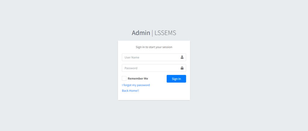LSSEMS admin login