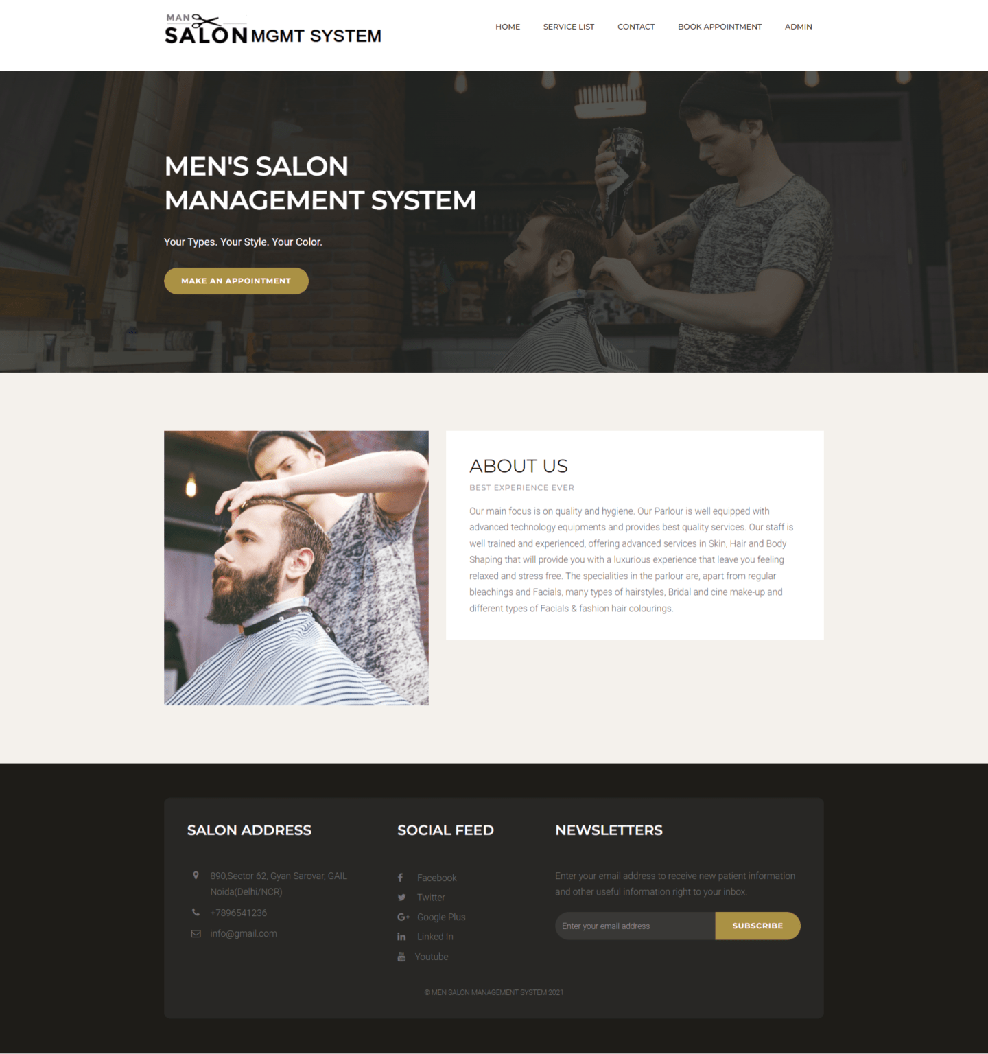Men Salon Management System project | Online Men Salon Management ...
