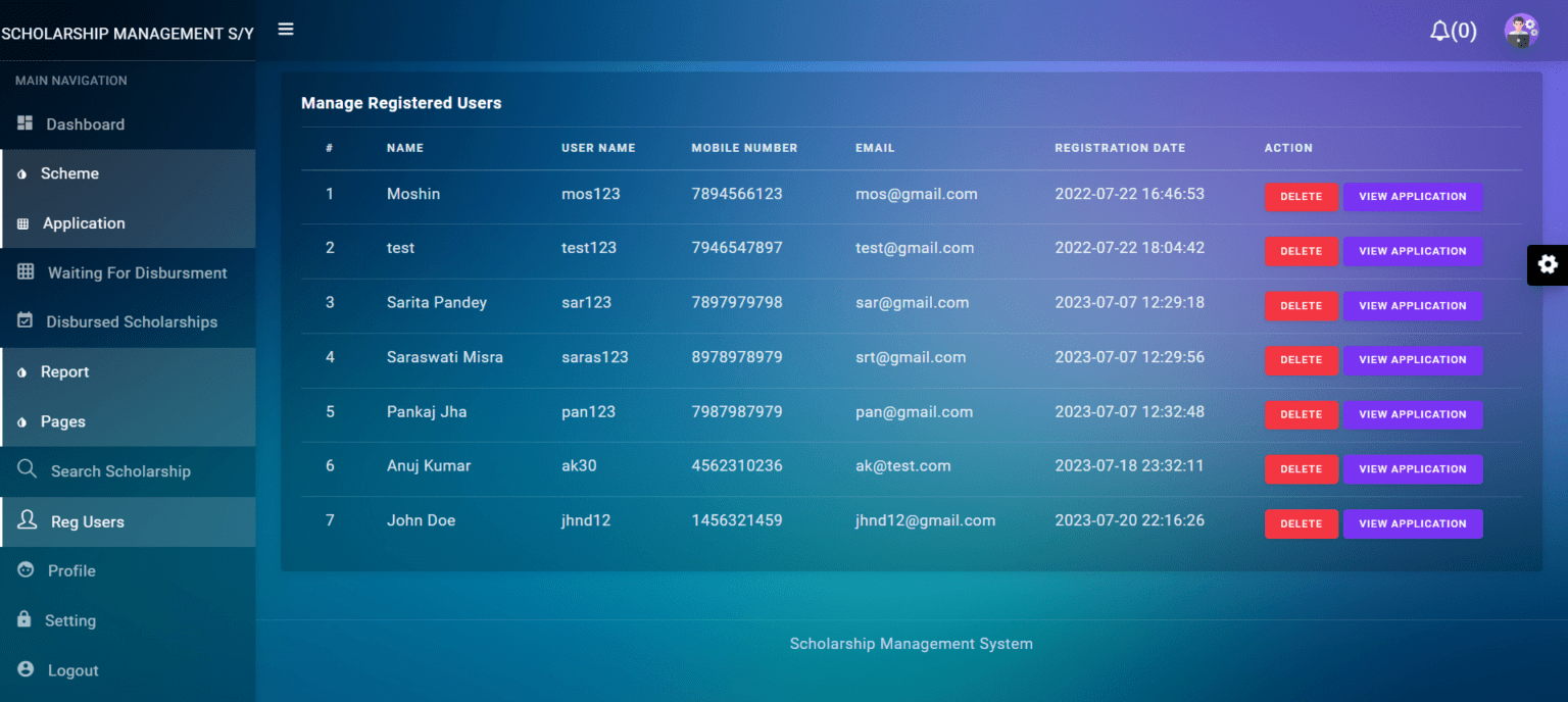 Scholarship Management System Project in PHP Scholarship Management