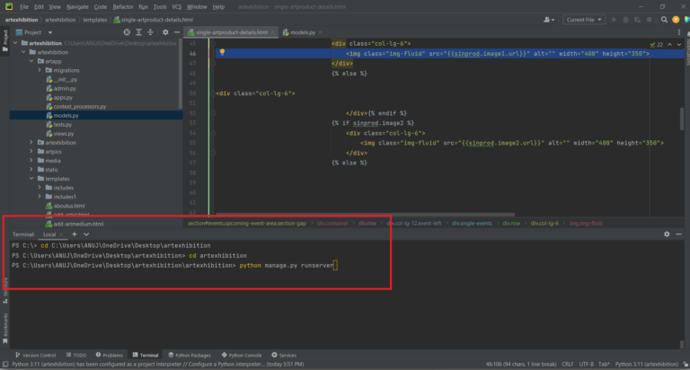 Art Exhibition Management System Project using Python Django and MySQL