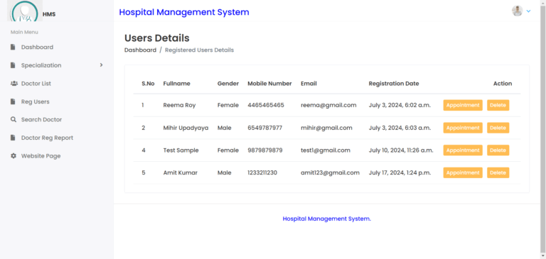Hospital Management System Project using Python Django - PHPGurukul