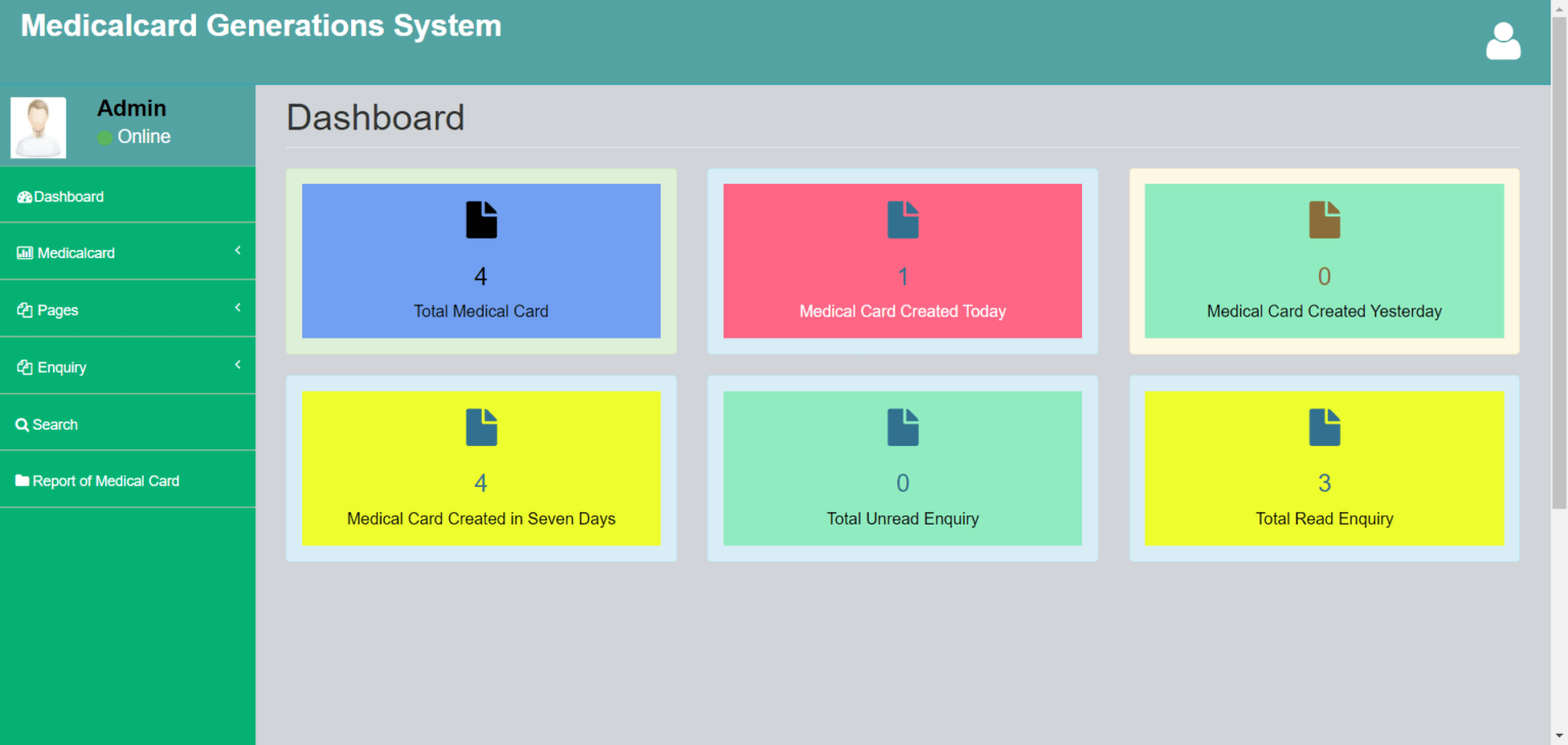 Medical Card Generation System Project using PHP and MySQL- PHPGurukul