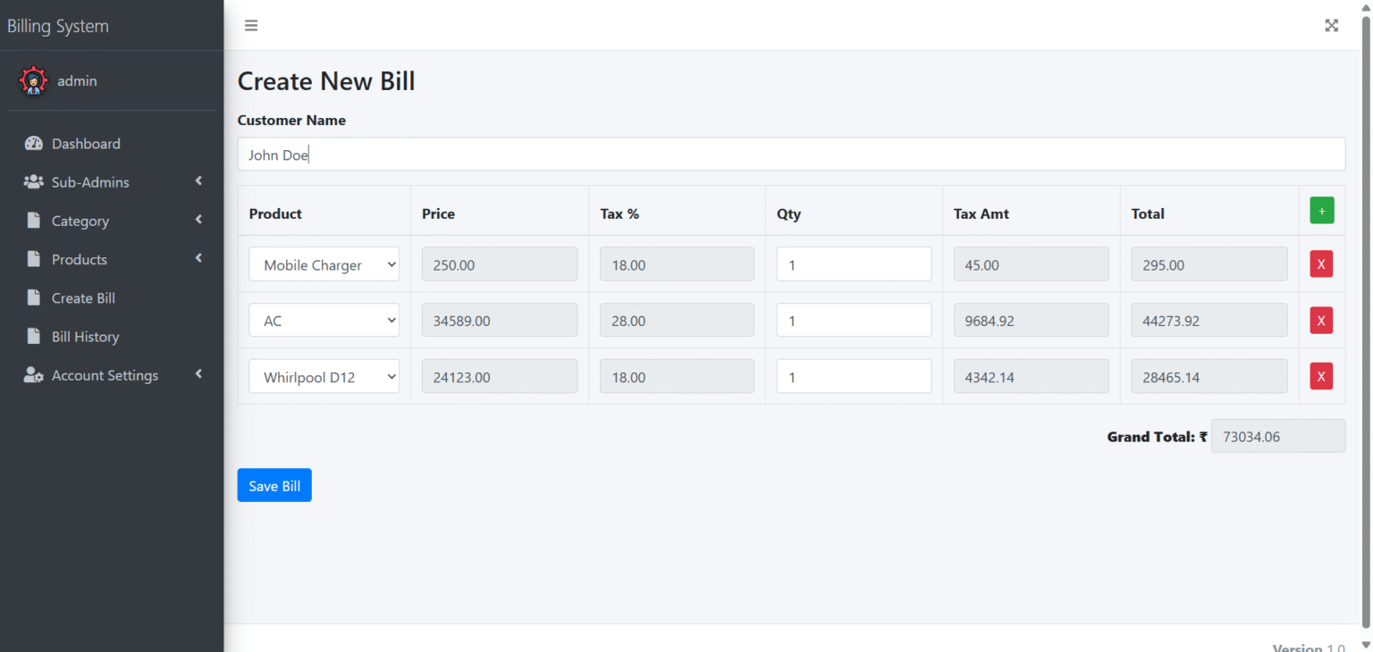 Billing System using PHP and MySQL | Download Billing Management System ...