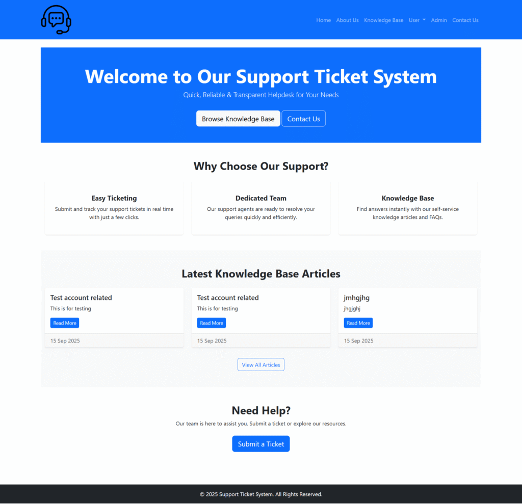 Support-Ticket-System-Laravel-Home-Page