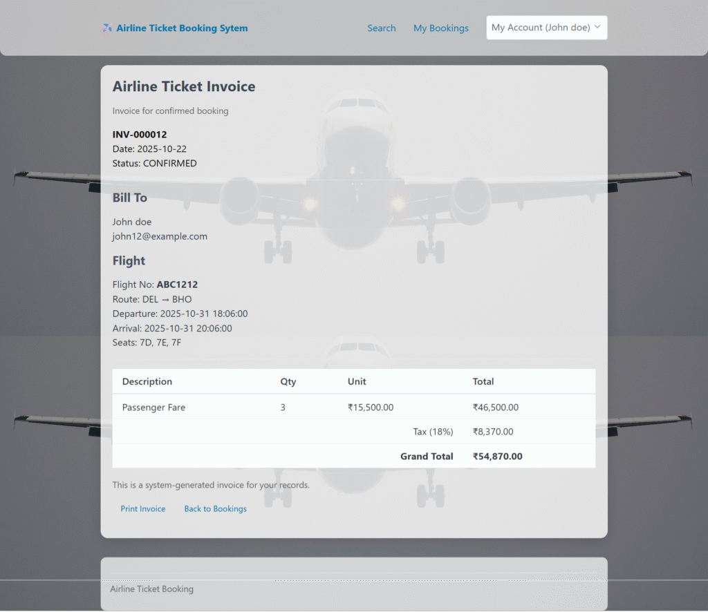 Airline-Ticket-Booking-PHP-MySQL-Booking-Details