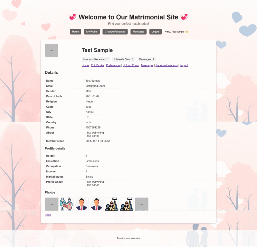 Matrimonial-Portal-PHP-User-profile