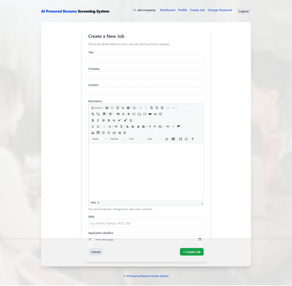 AI-Powered-Resume-Screening-System-ML-Cretae-Job