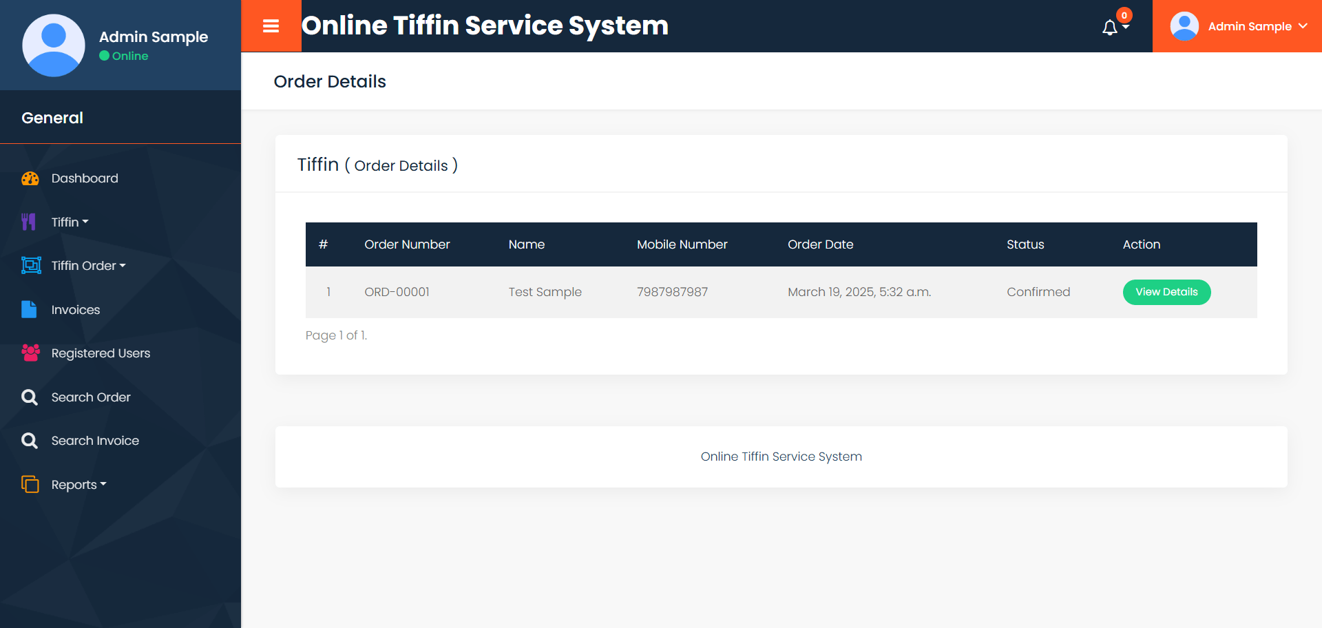 Online Tiffin Service System Project using Python and MySQLPHPGurukul