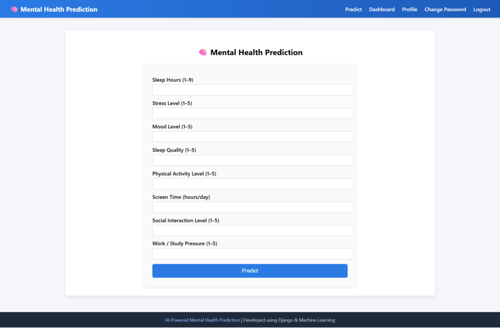 Mental-Health-Prediction-System-ML-Prediction form