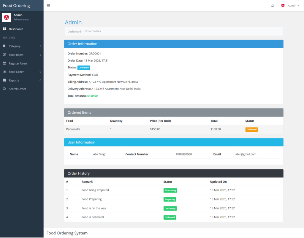 FOS Python Django Order Details