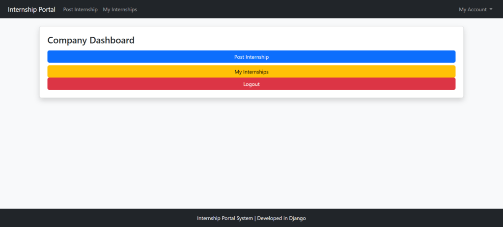 Internship-Portal-Python-Django Company Dashboard