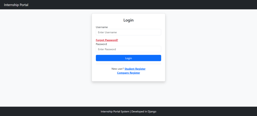 Internship-Portal-Python-Django Home page