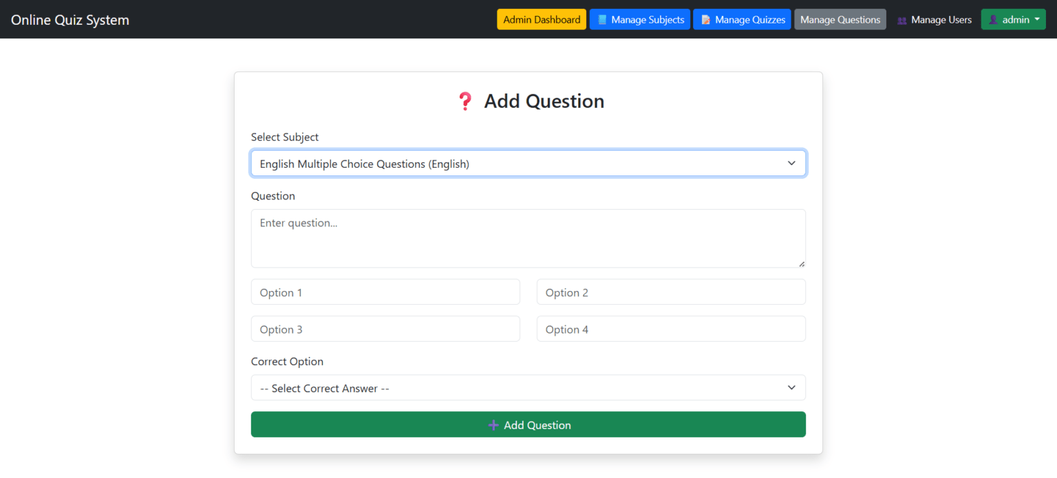 Online Quiz System Project using Python Django Basics | Online Quiz ...
