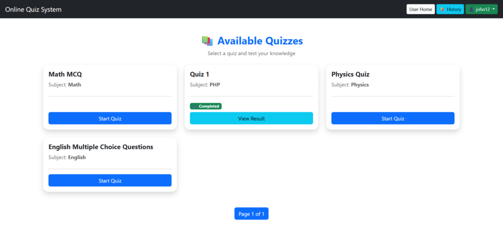 Online-Quiz-System-Python-Django-User-Dashboard