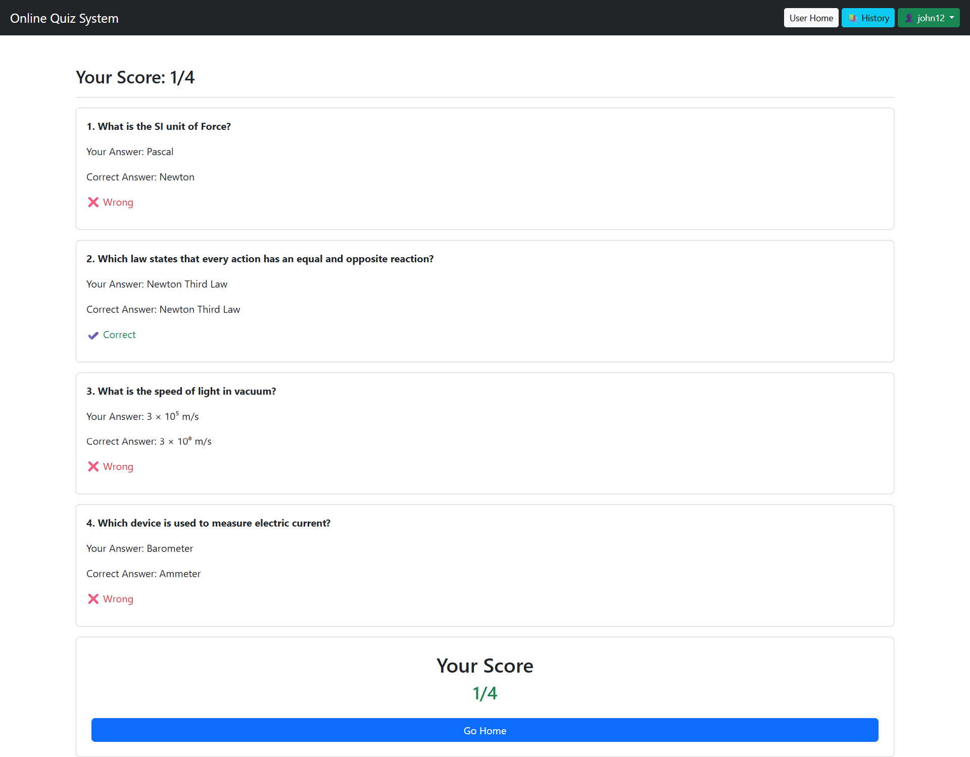 Online Quiz System Project using Python Django Basics | Online Quiz ...