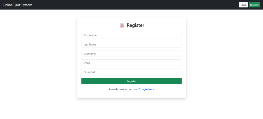 Online-Quiz-System-Python-Django-User-Registration