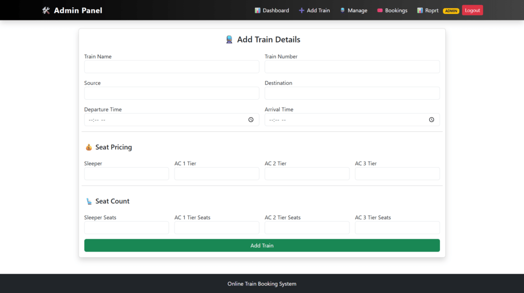 Online-Train-booking-PHP-Add-Train