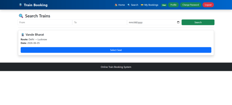Online Train Booking System Project Using PHP and MySQL- PHPGurukul