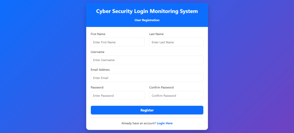 Cyber Security Login Monitoring System user _registration
